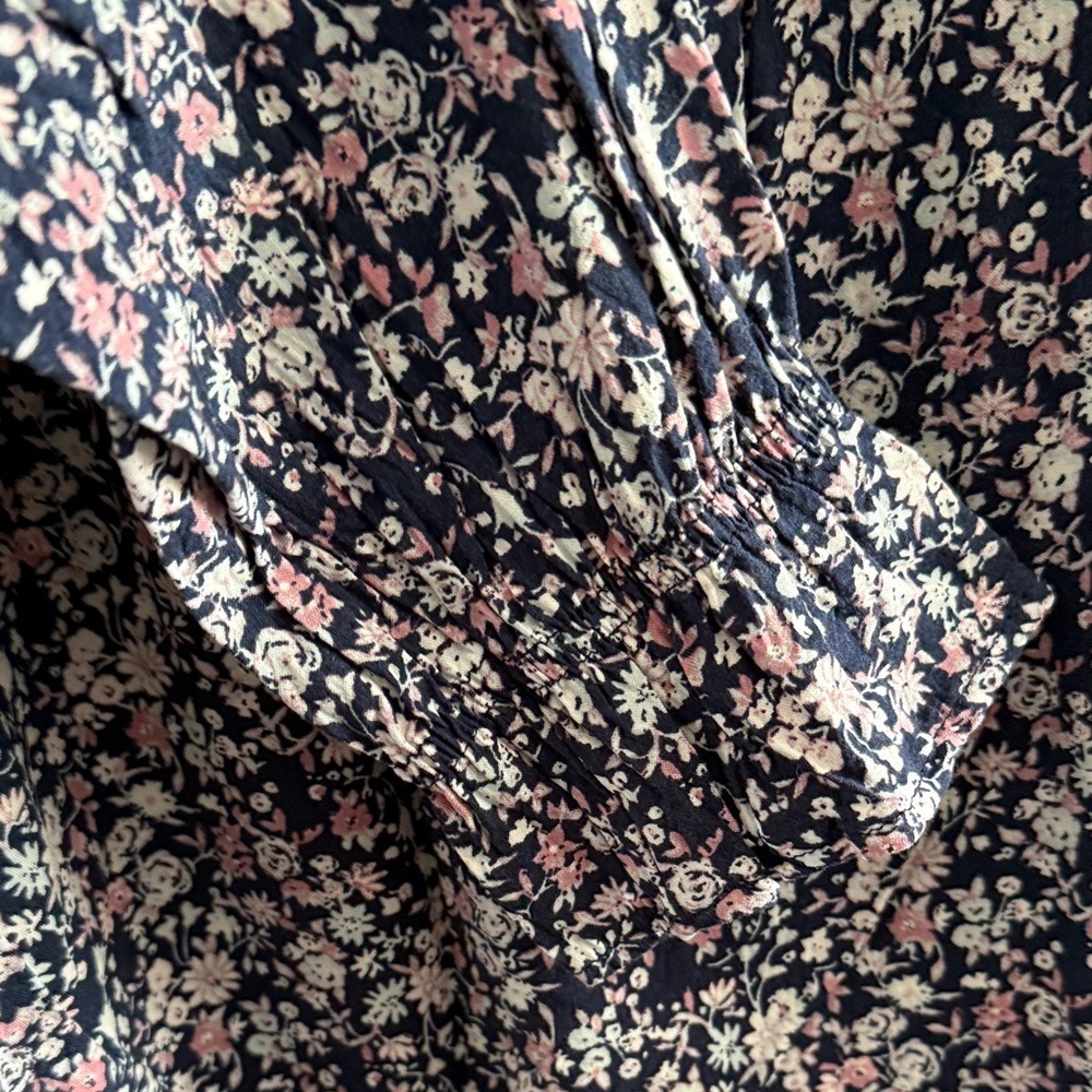 Angels Navy Long Sleeve Floral Blouse - Picture 3 of 5